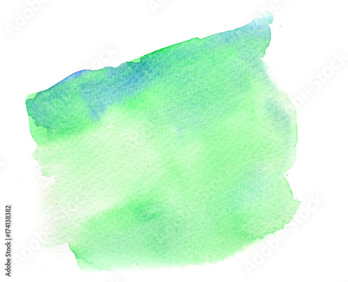 Abstract green watercolor background texture, watercolor hand painted on white paper