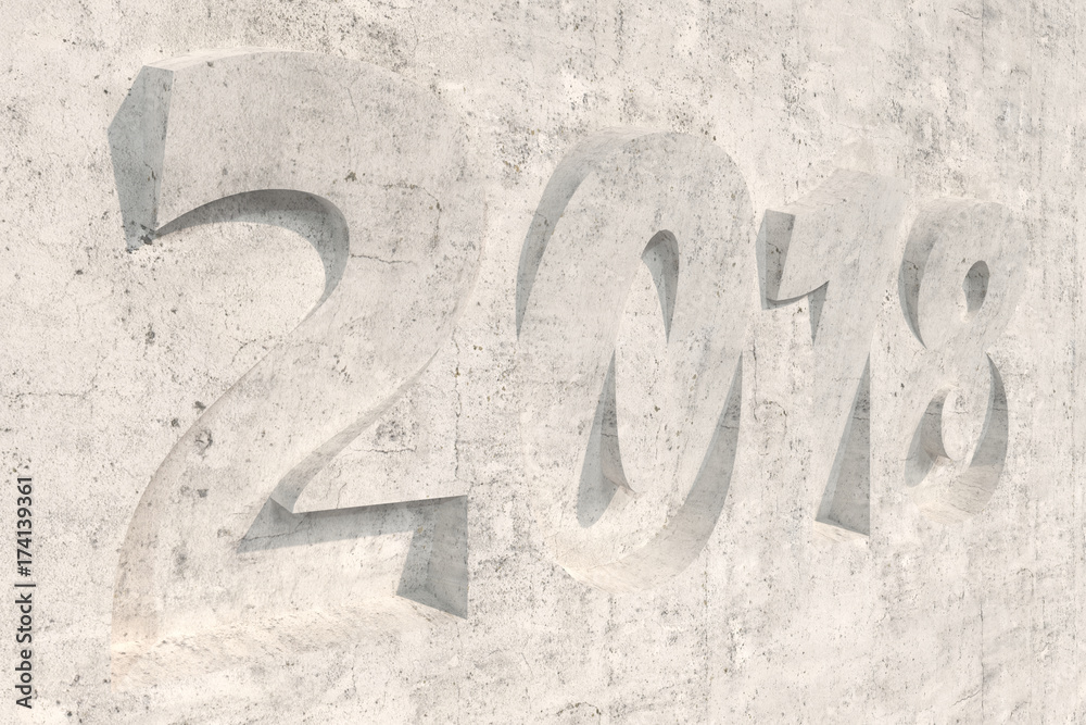 2018 number bas-relief on concrete surface 2018 number bas-relief on concrete surface
