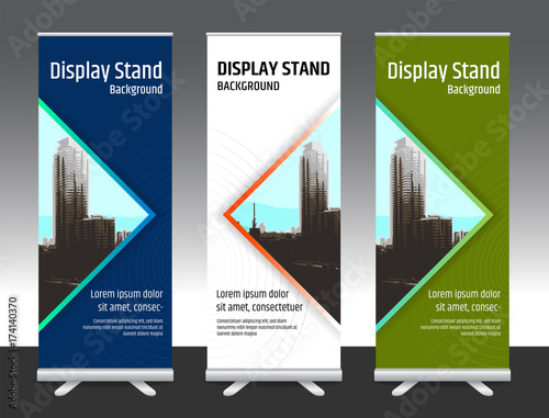 Set of vertical abstract display banner stand or roll up design background layout template with copy space