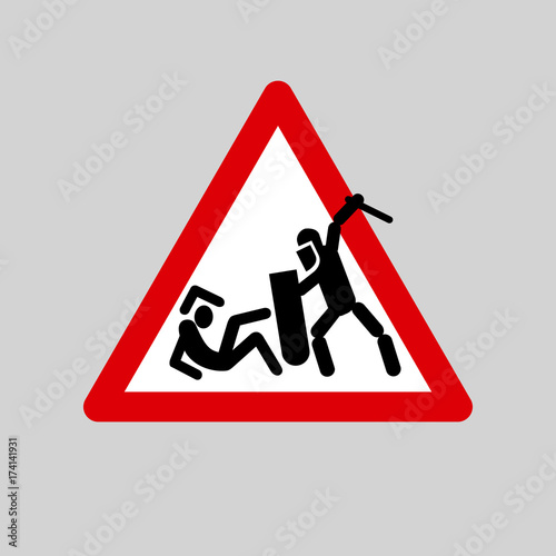 Police violence warning sign. Separated elements, EPS 8 vector.