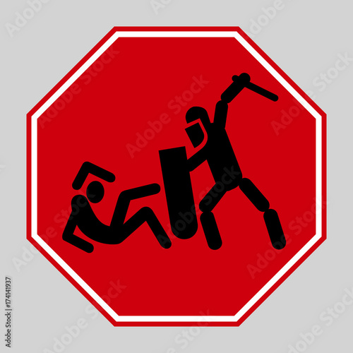 'Stop police violence' sign. Separated elements, EPS 8 vector.