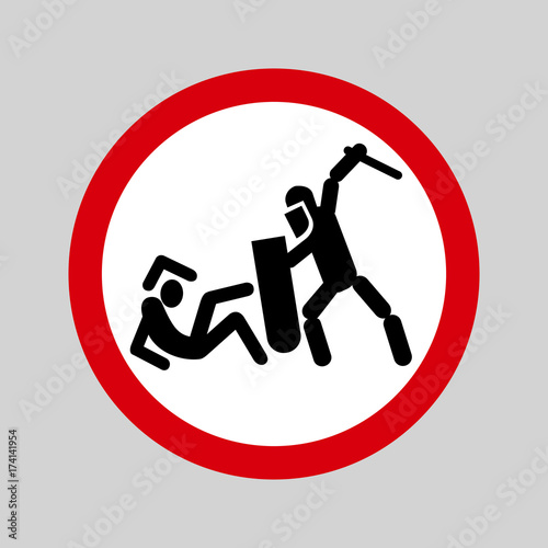 Police violence warning sign. Separated elements, EPS 8 vector.