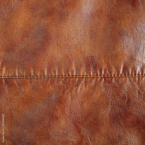 Background of brown leather. Texture of brown leather. Natural brown leather