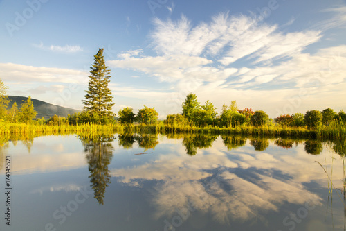 landscape of a mountain lake. beautiful small lake in the highlands photo