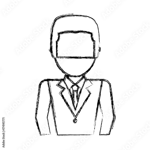 uncolored man professional over white background vector illustration