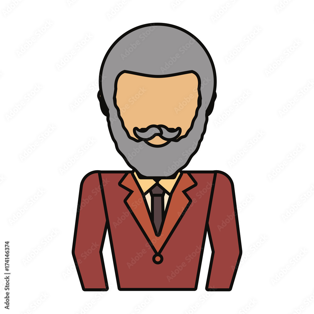 colorful old  businessman  over white background  vector illustration
