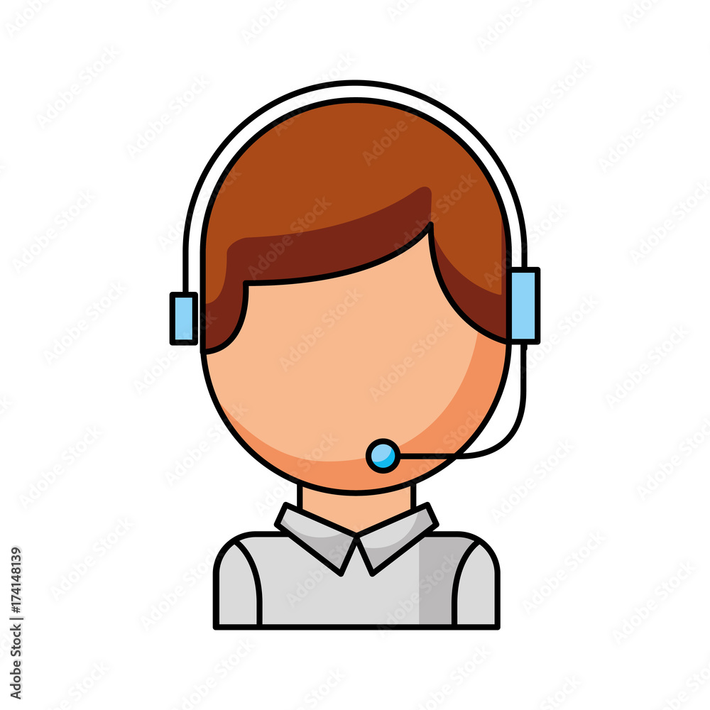 call center operator with phone headset call center operator with phone headset