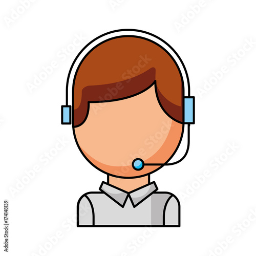 call center operator with phone headset