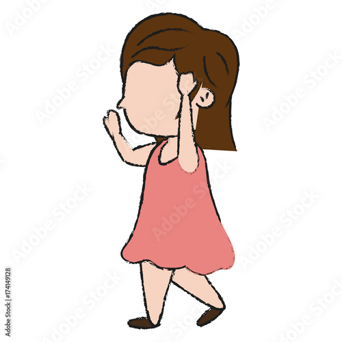 Kid girl faceless icon vector illustration graphic design