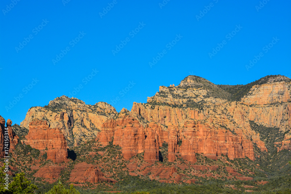 Towering sandstone cliffs in Sedona Arizona