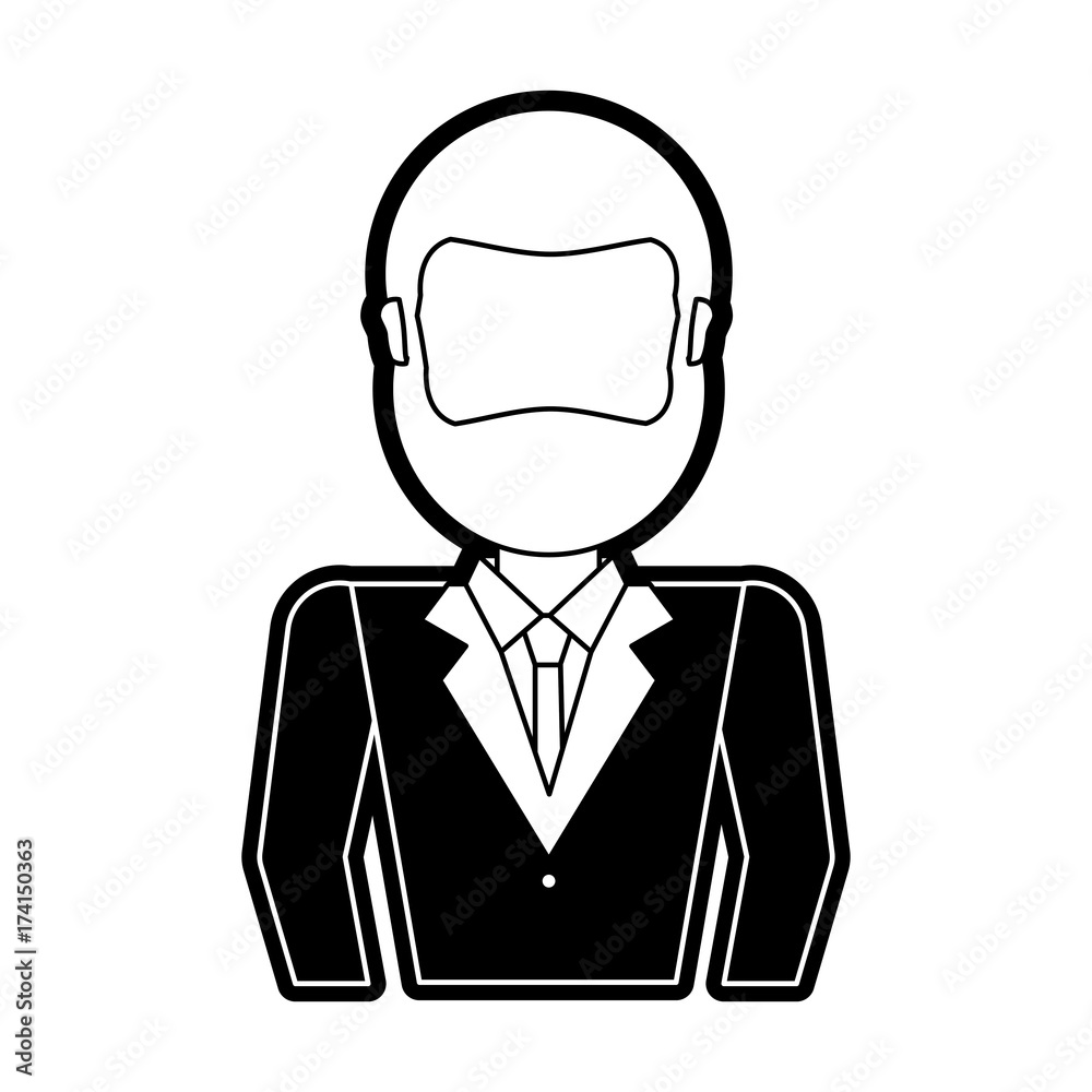 flat line  monocromatic   businessman  over white background  vector illustration