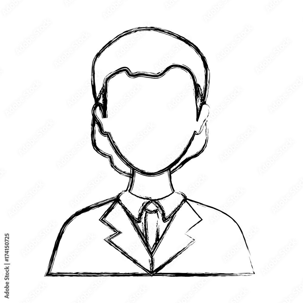flat line uncolored  lawyer over white background  vector illustration