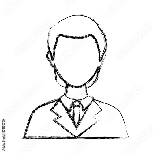 flat line uncolored lawyer over white background vector illustration