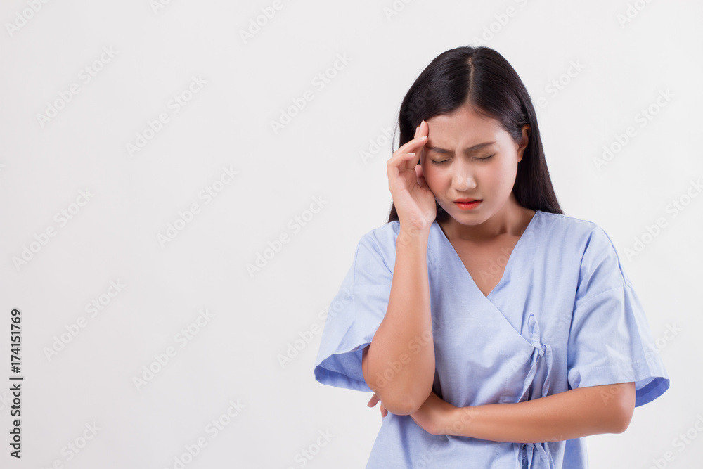 woman patient suffering from headache, pain woman patient suffering from headache, pain
