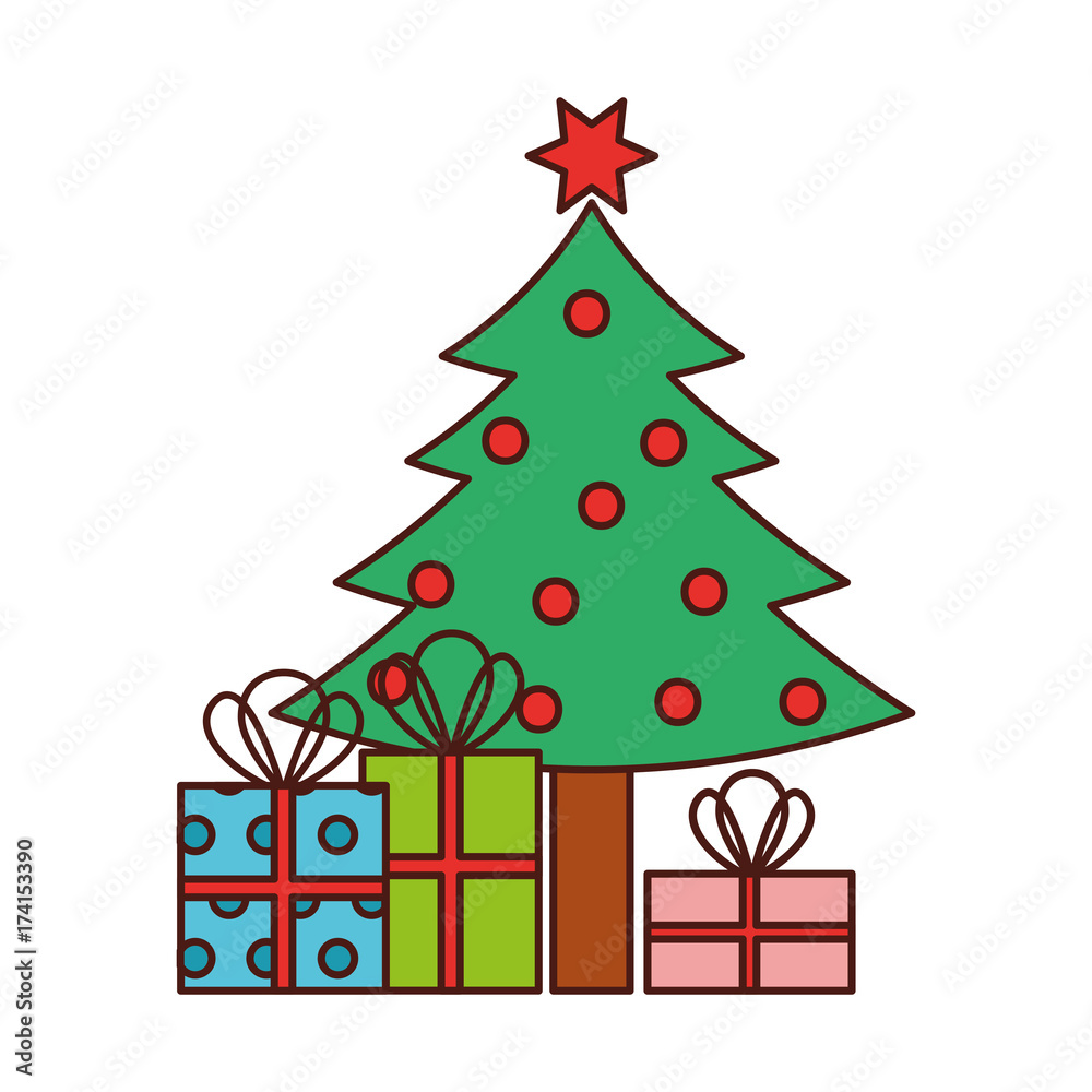 christmas tree pine gift boxes decoration celebration