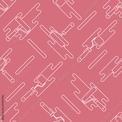 Seamless pattern of rollers for paint and paint spots.
