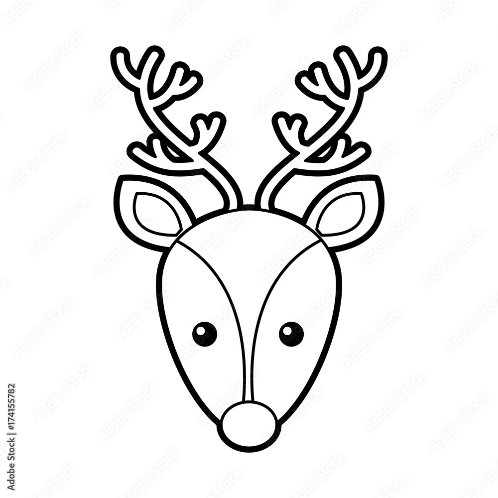 Naklejka premium christmas reindeer head horned animal decoration