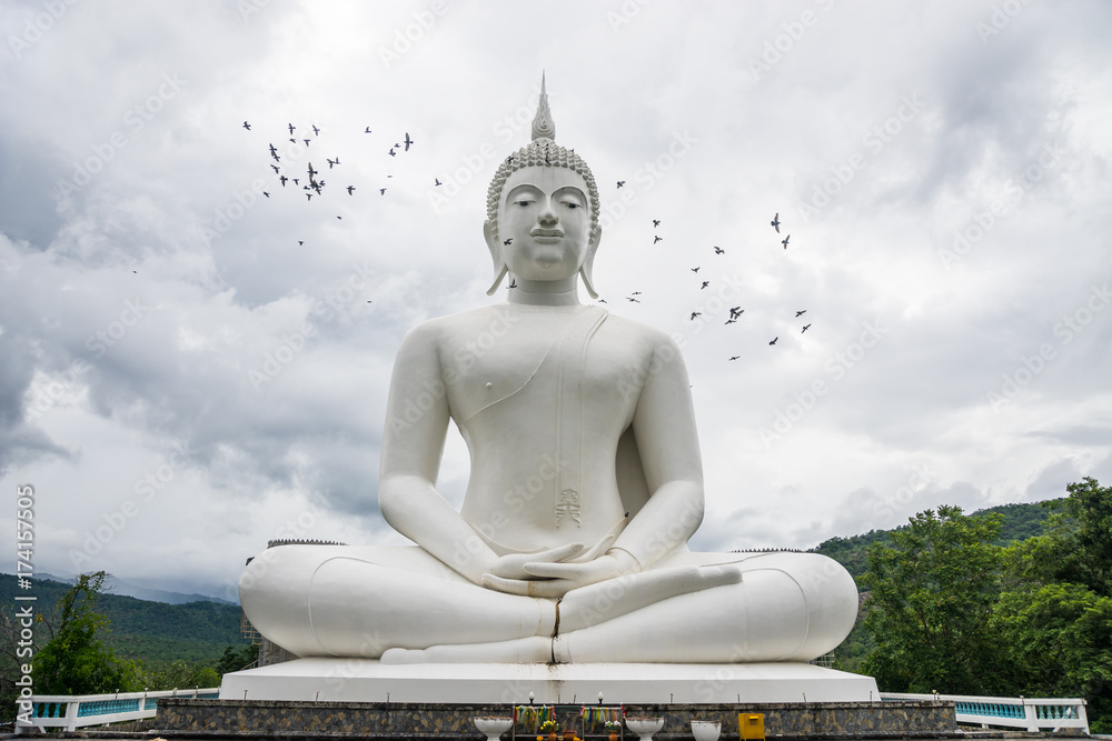 Outdoor large white Buddha Image Buddhist temple Outdoor large white Buddha Image Buddhist temple