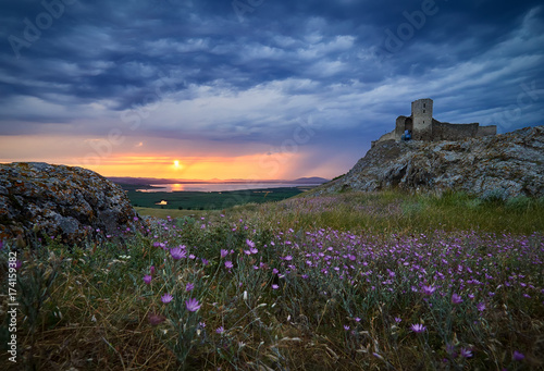 Enisala fortress at sunset, Dobrogea, Romania
 photo