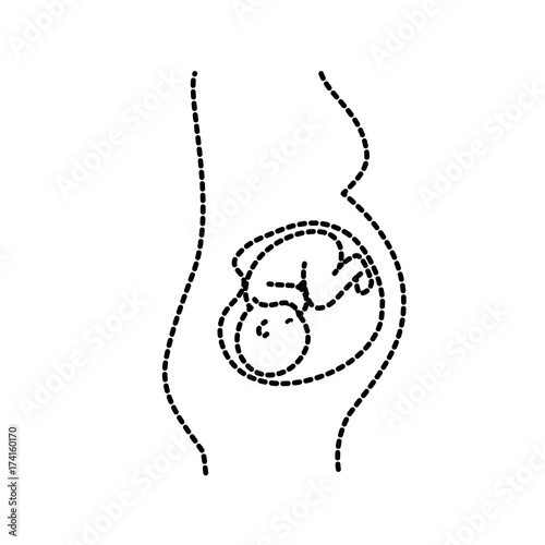 dotted shape woman expecting and baby with umbilical cord