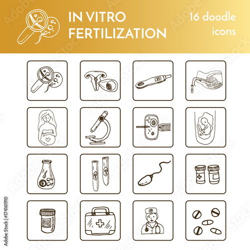 In vitro fertilization set Vector isolated Illustration on white background for menus, recipes and packages product
