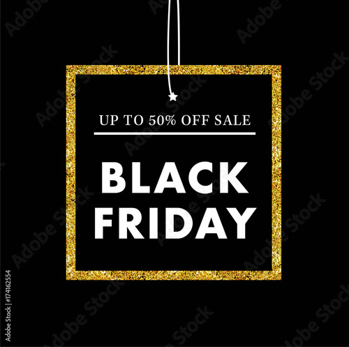 Black Friday Sale, Black weekend Sale Poster, banner with gold elements - Vector Illustration vol. 19 Vector | Adobe Stock
