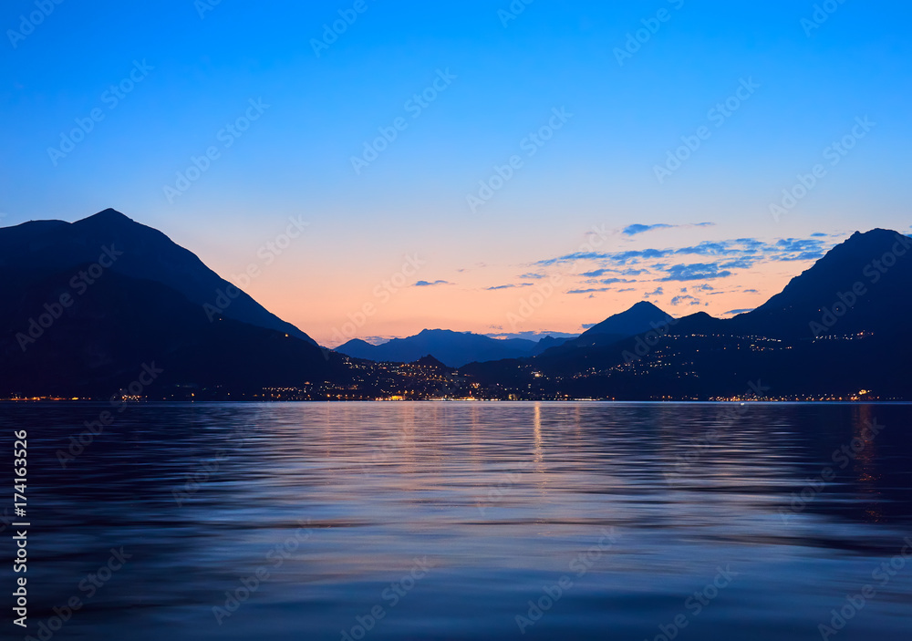 Sunset on Lake Como in Italy
