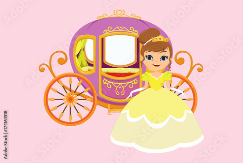 happy princess with royal carriage