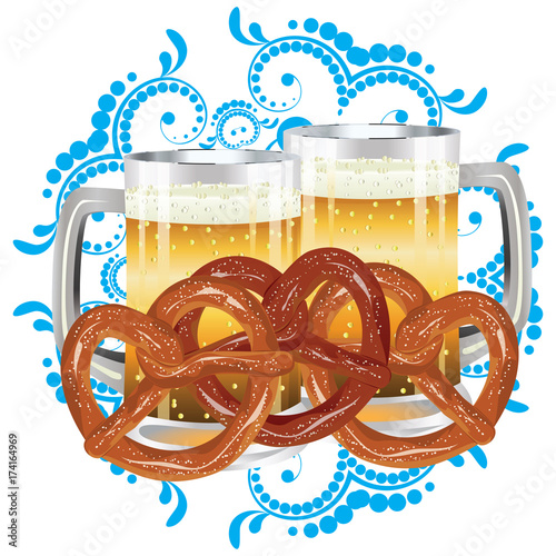 Cartoon Pretzel with Beer