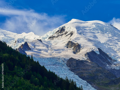 French Alps, Mont Blanc and glaciers as seen from Chamonix, France 