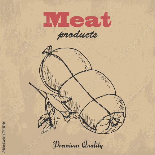 Vector background of sausage and parsley