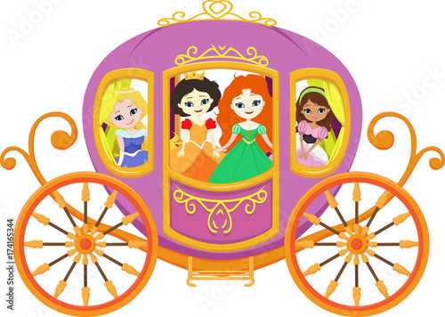 happy princess with royal carriage