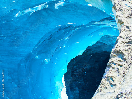 Blue Ice at the Mer de Glace glacier cave, Chamonix, France
