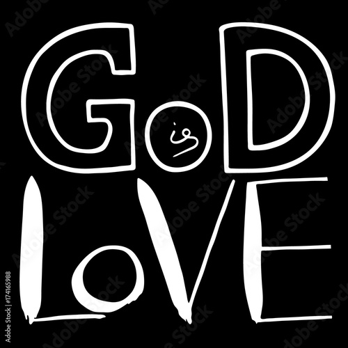 God is love. Bible lettering.  Handwritten text  about Jesus Christ  Vector design