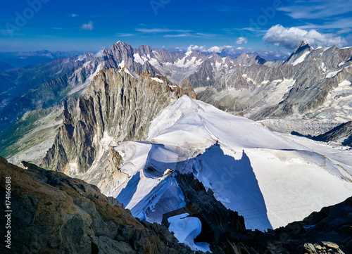 French Alps, Mont Blanc and glaciers as seen from Aiguille du Midi, Chamonix, France
 photo