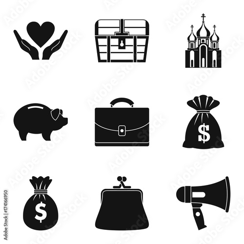 Beneficence icons set, simple style