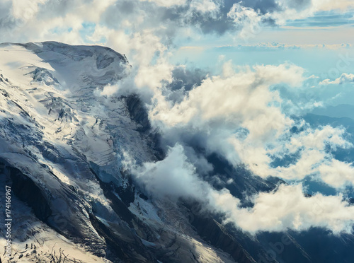 French Alps, Mont Blanc and glaciers as seen from Aiguille du Midi, Chamonix, France
 photo