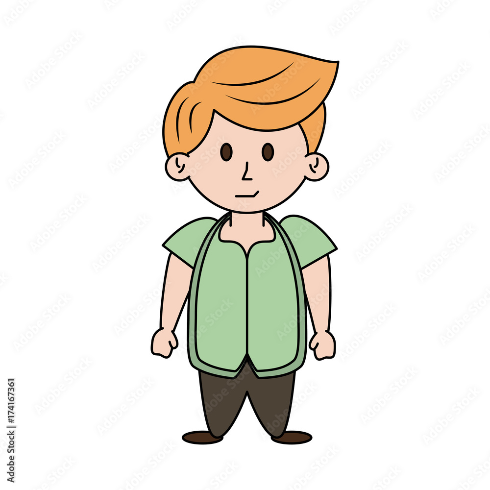 young happy boy wearing mint green shirt  icon image vector illustration design 