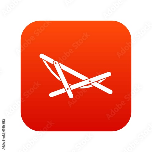 Beach chaise icon digital red