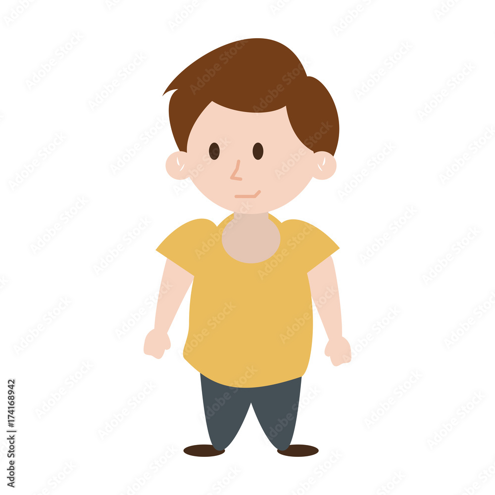 young happy boy wearing yellow shirt  icon image vector illustration design 