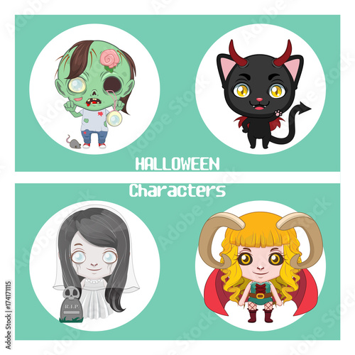 Cute Halloween monsters collection