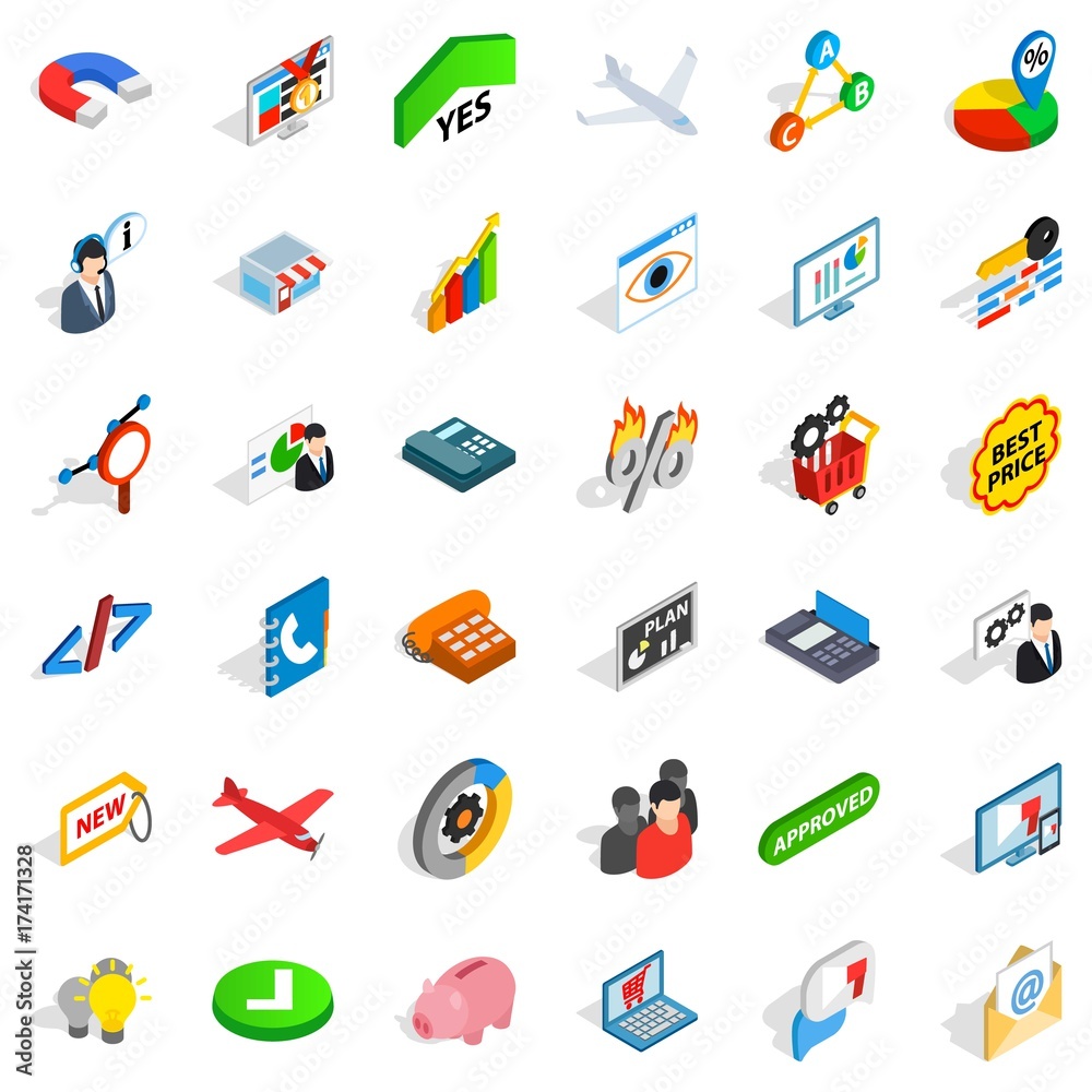 Approved icons set, isometric style Approved icons set, isometric style