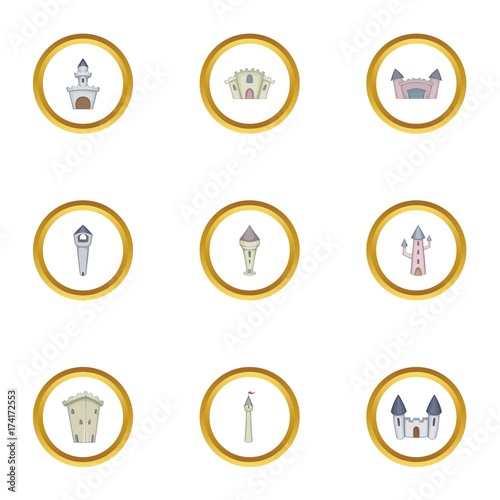 Free Download Castle icons set, cartoon style - GFXLoad