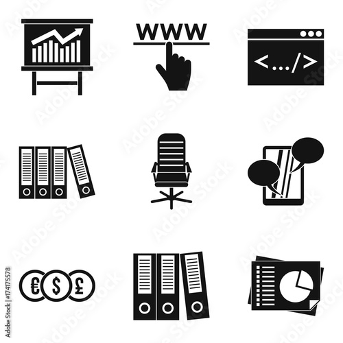 Monetary firm icons set, simple style