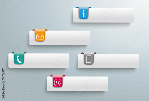 5 Tabs Colored Markers Contact Icons