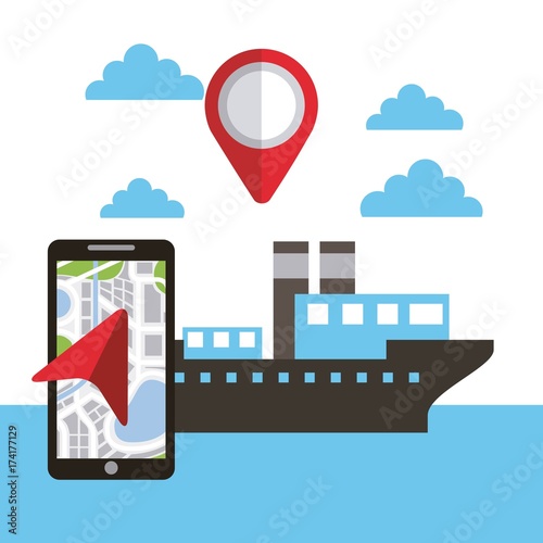 map pin for ship location application technology photo