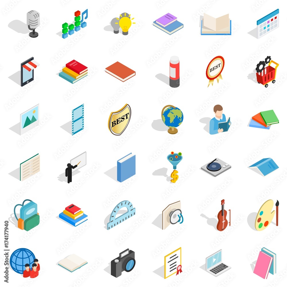 Book icons set, isometric style Book icons set, isometric style