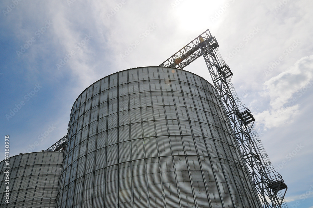 Fototapeta premium Modern silos for storing grain harvest.