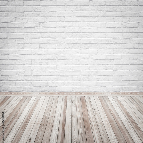 Vintage interior with white bricks wall