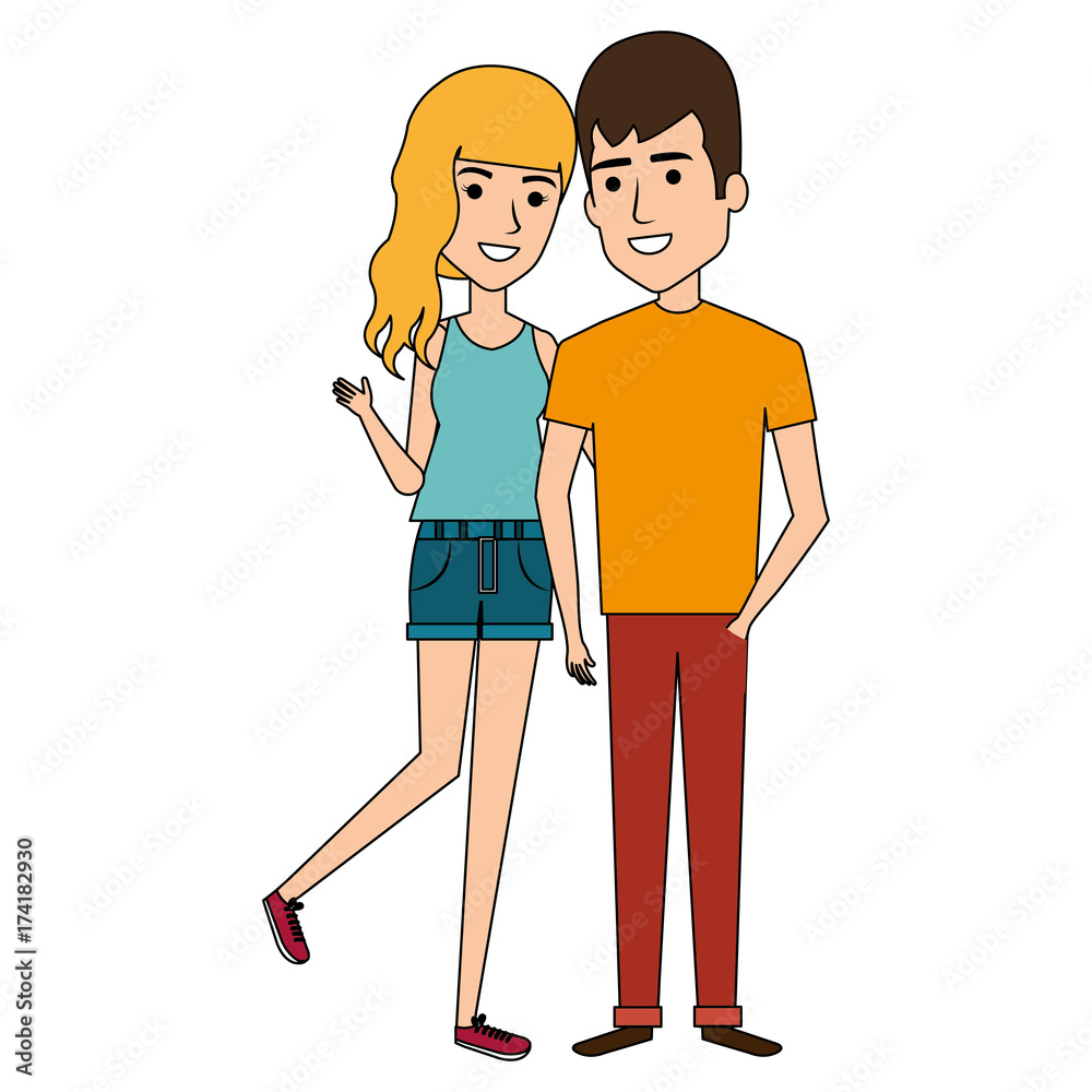 young couple standing avatars